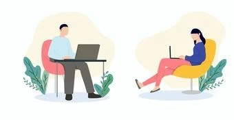 picture of couple working seperately